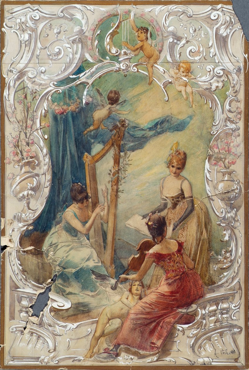 Ének (vázlat egy falfestményhez a Varieté Ronacherben, Bécsben) alkotó: Eduard Veith