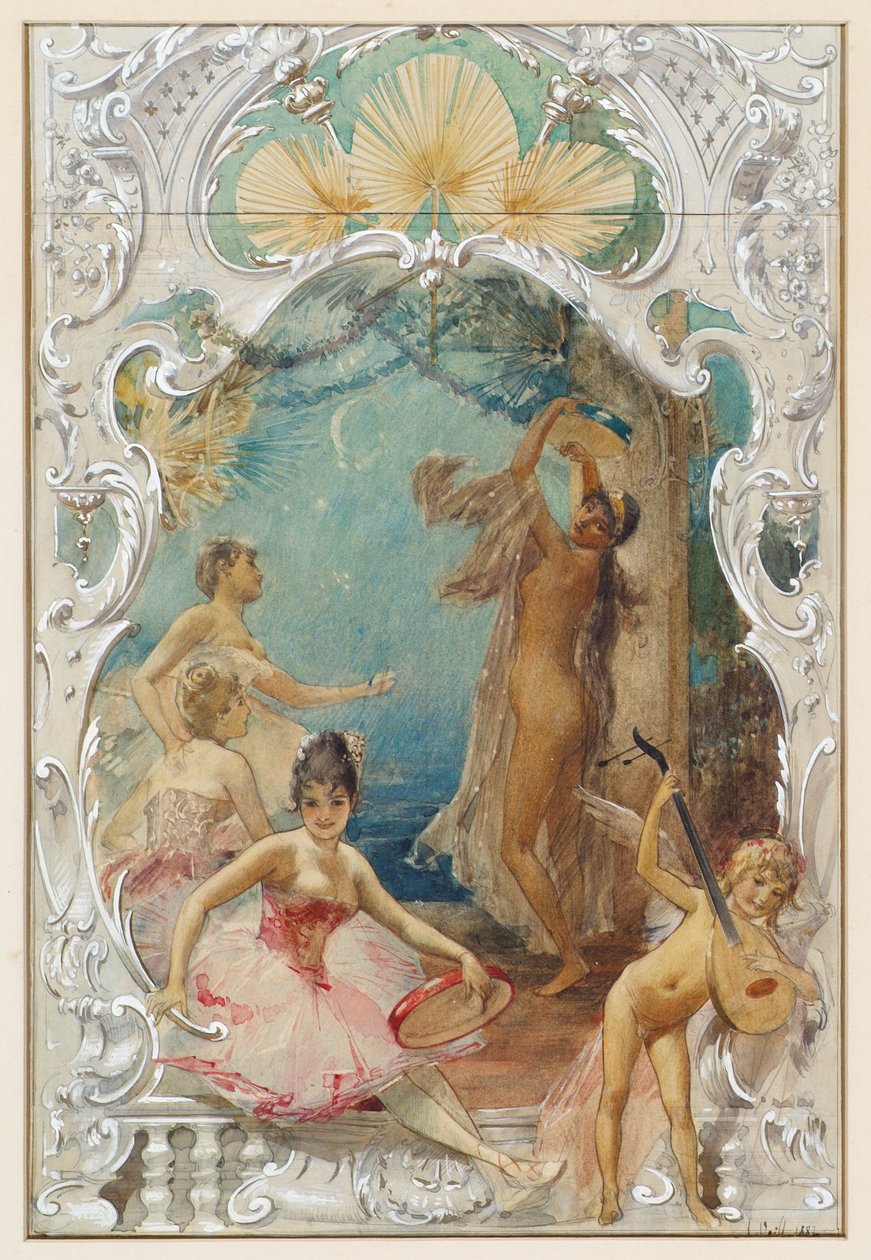 Tánc (vázlat egy falfestményhez a Varieté Ronacherben, Bécsben) alkotó: Eduard Veith