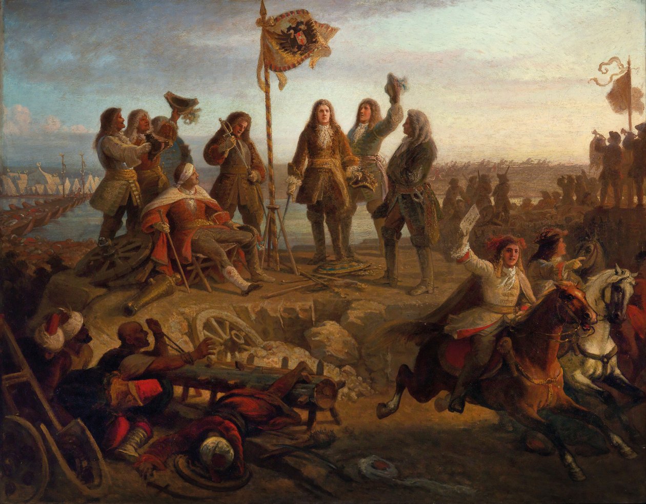 Jenő herceg hírnököt küld a császárhoz, és tájékoztatja őt győzelméről…, 1860 körül. alkotó: Eduard von Engerth