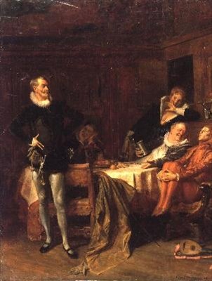 „Tizenkettedik éjszaka”, II. felvonás, 3. jelenet: Maria, bohóc, Sir Andrew Aguecheek, Malvolio és Sir Toby Belch alkotó: Eduard von Grutzner