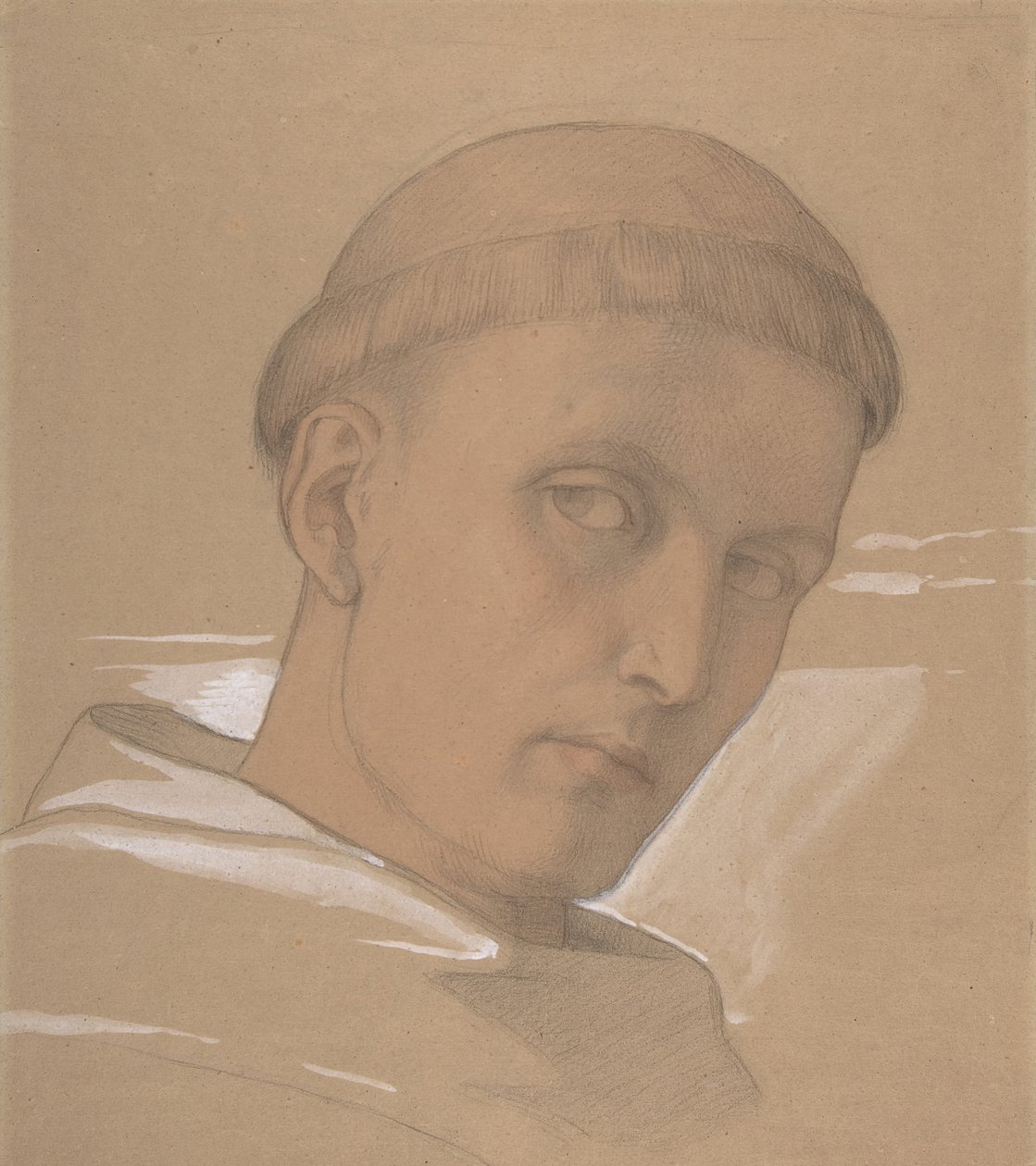 Tanulmány Szent Ágoston fejéről, a Madonna és a Gyermek... festményéhez, 1846. alkotó: Eduard von Steinle