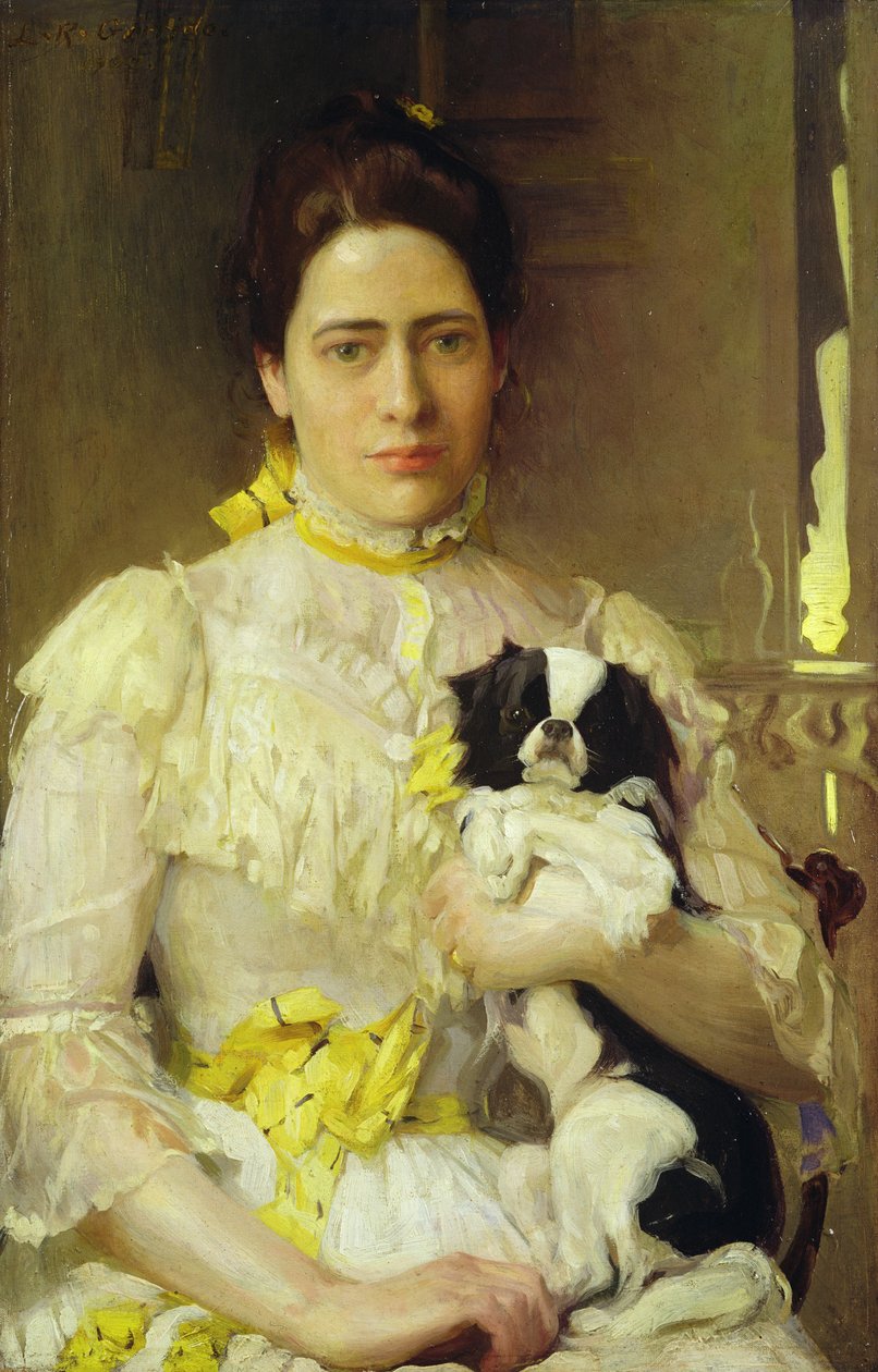 Hölgy öleb kutyával alkotó: Eduardo Leon Garrido
