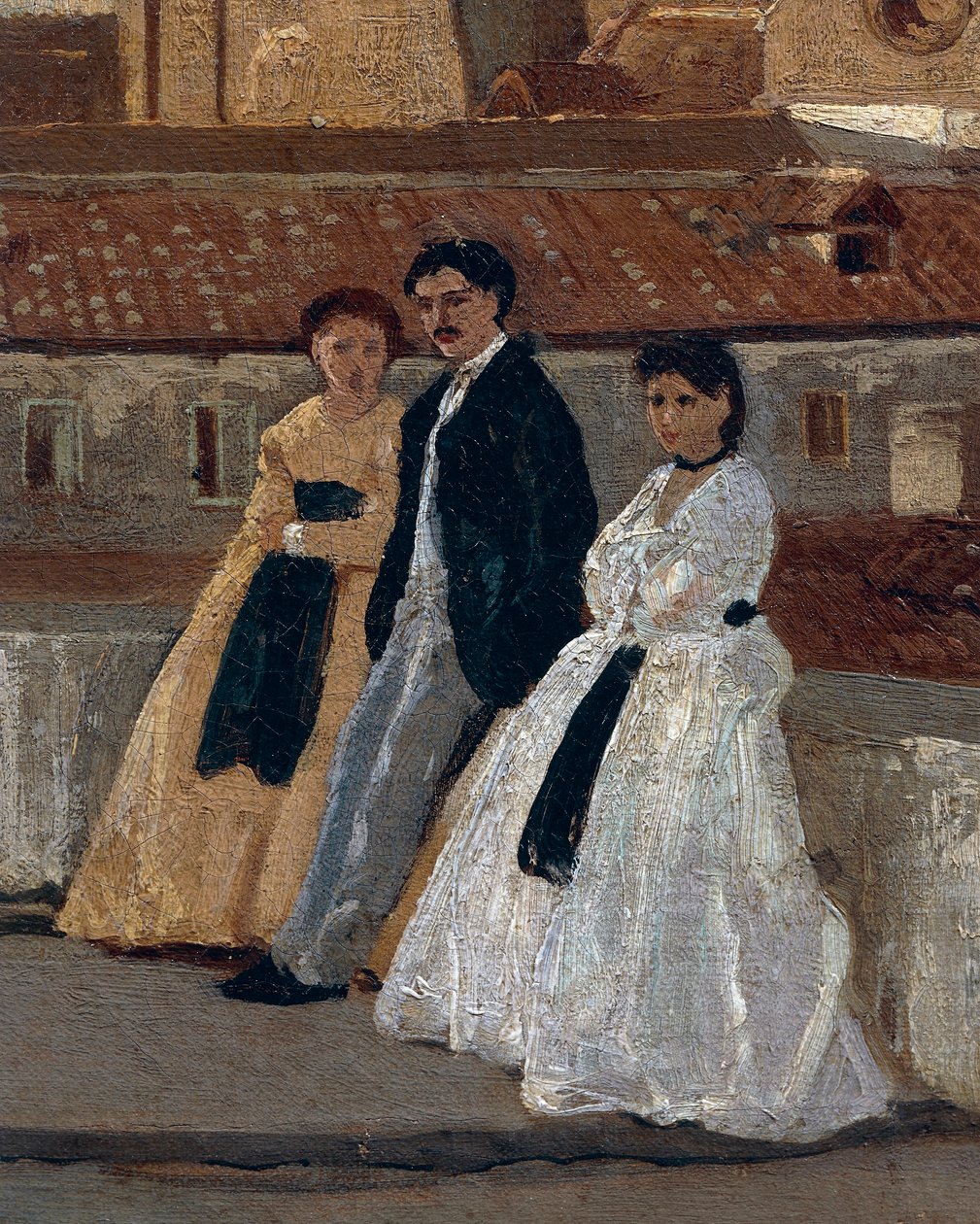 A terasz, Edoardo Dalbono (1841-1915), olaj, panel, 45x30 cm. Részlet. alkotó: Eduardo Dalbono