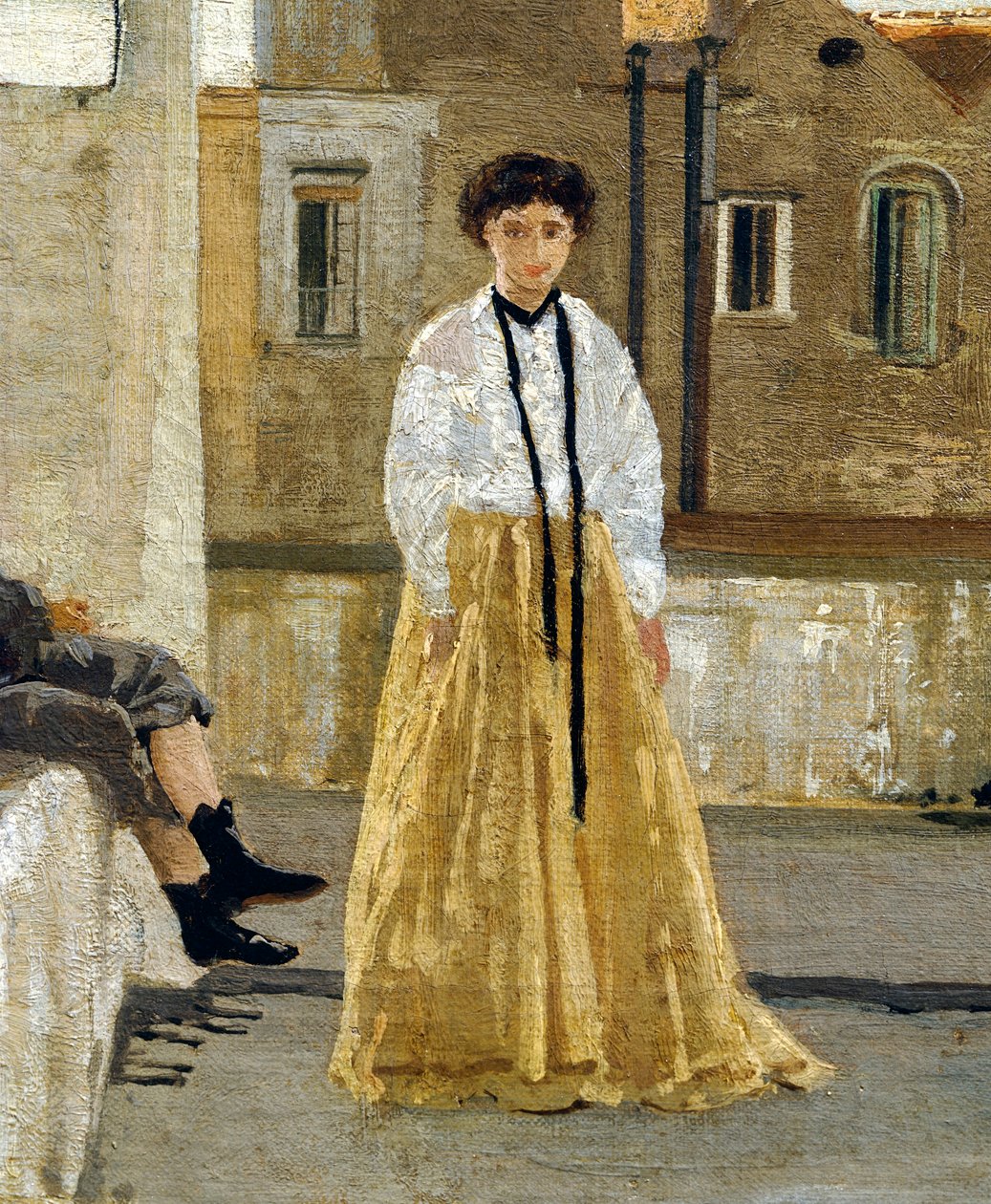 A terasz, Edoardo Dalbono (1841-1915), olaj, panel, 45x30 cm. Részlet. alkotó: Eduardo Dalbono