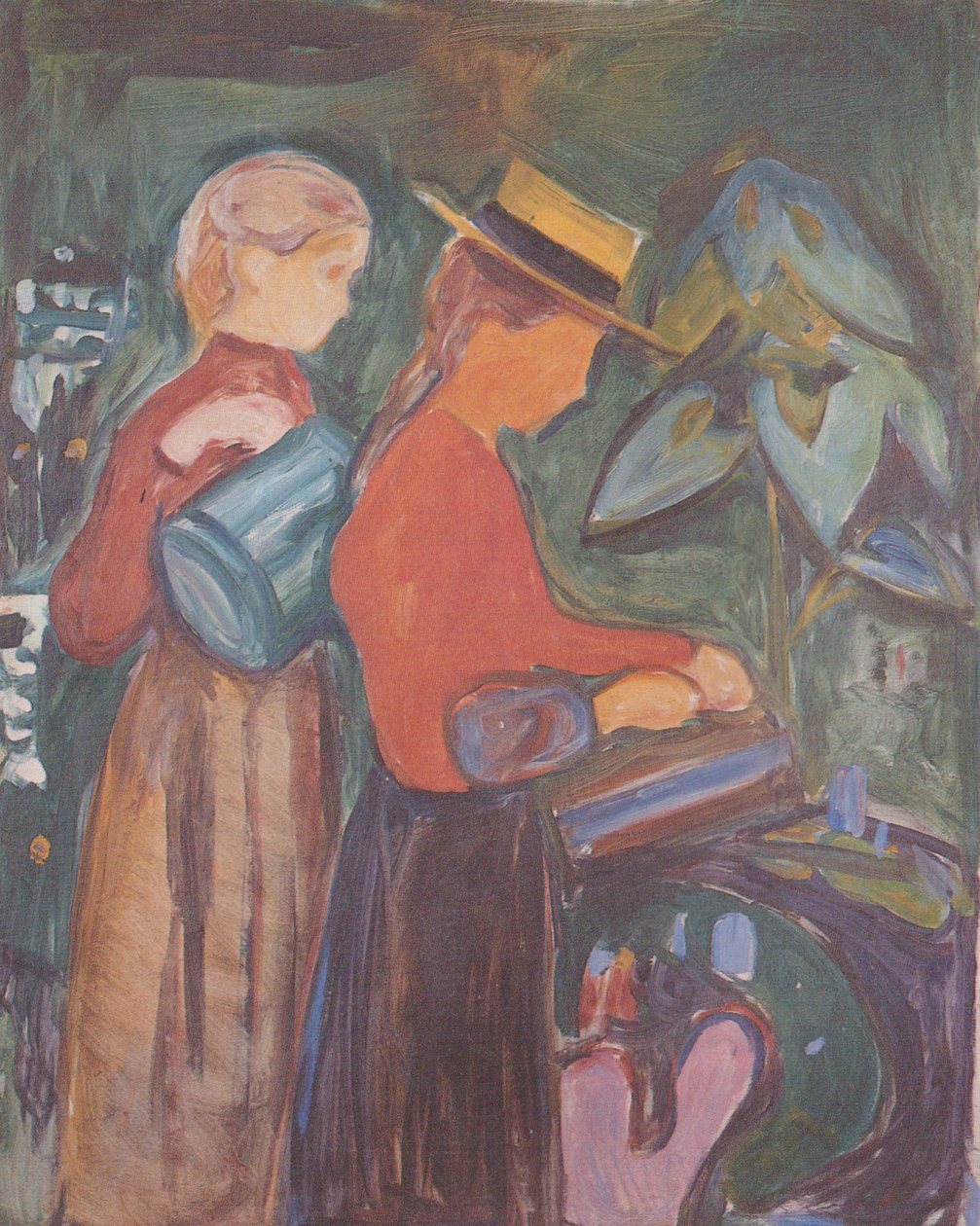 Lány öntöző virágok alkotó: Edvard Munch