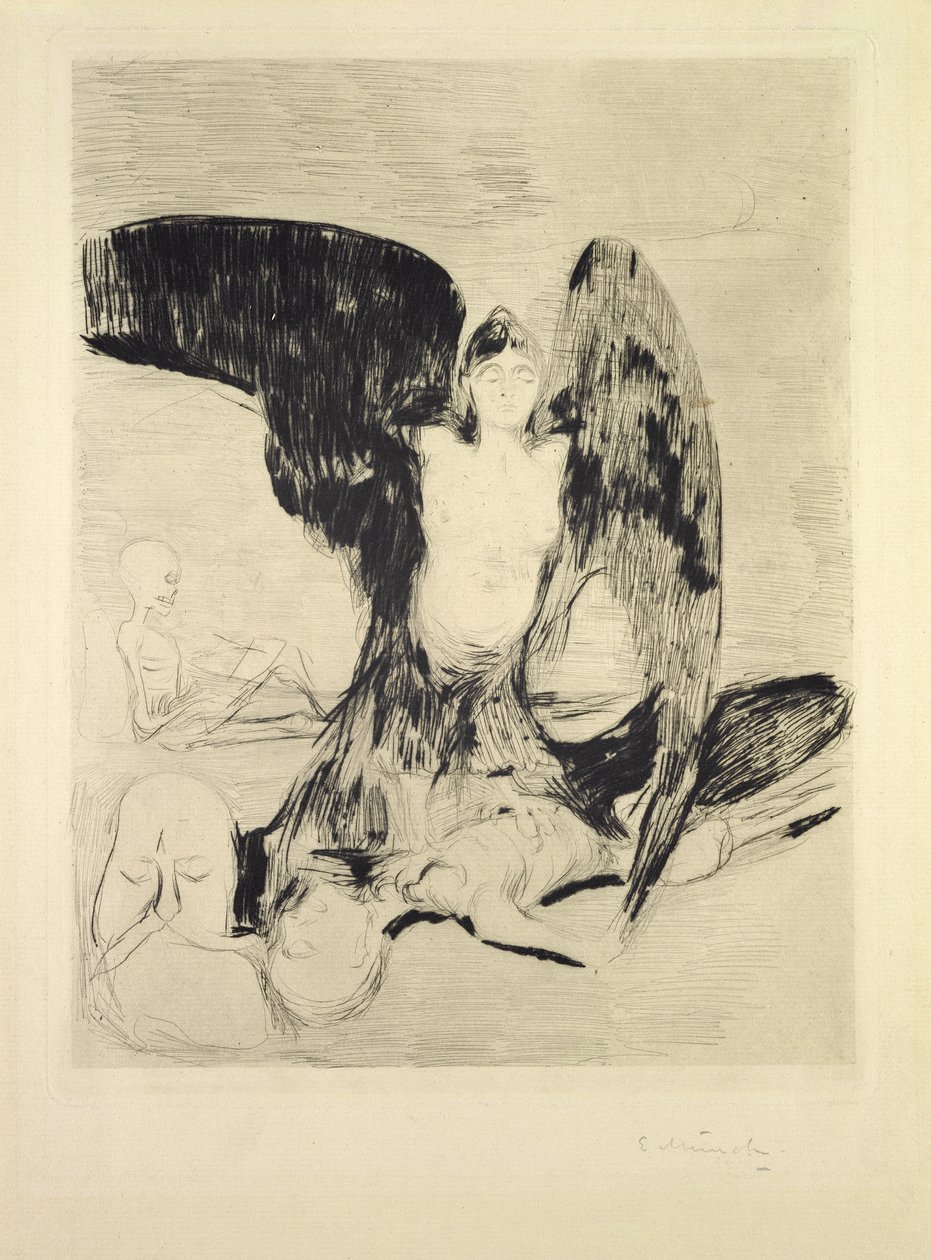 Vámpír, 1894 (tinta, papír) alkotó: Edvard Munch