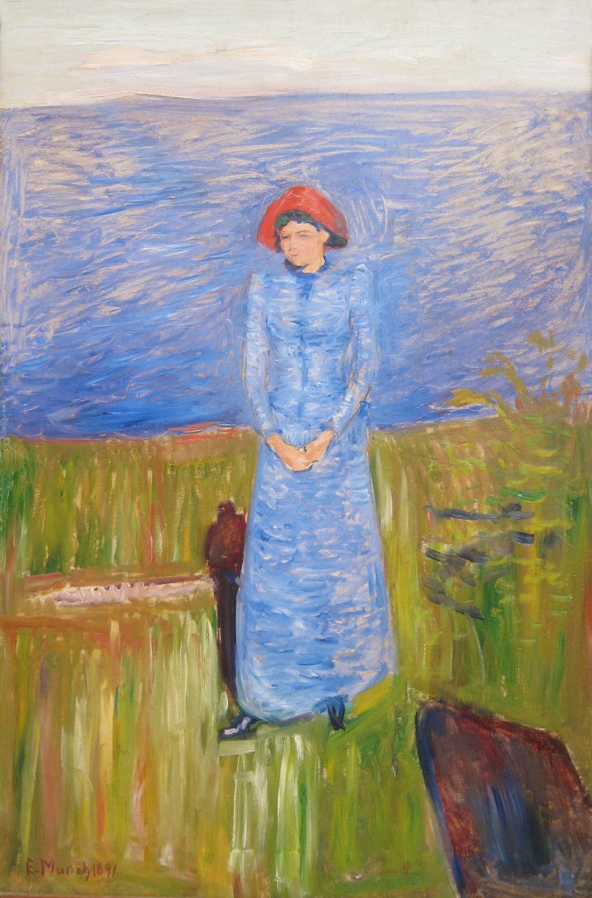 Nő kékben a kék víz ellen alkotó: Edvard Munch