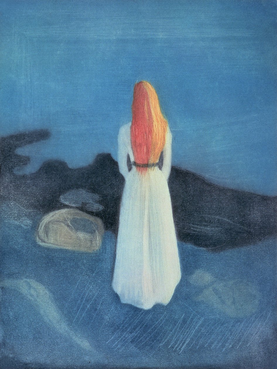 Fiatal lány a mólón (színes metszet és karcolt akvatinta) alkotó: Edvard Munch