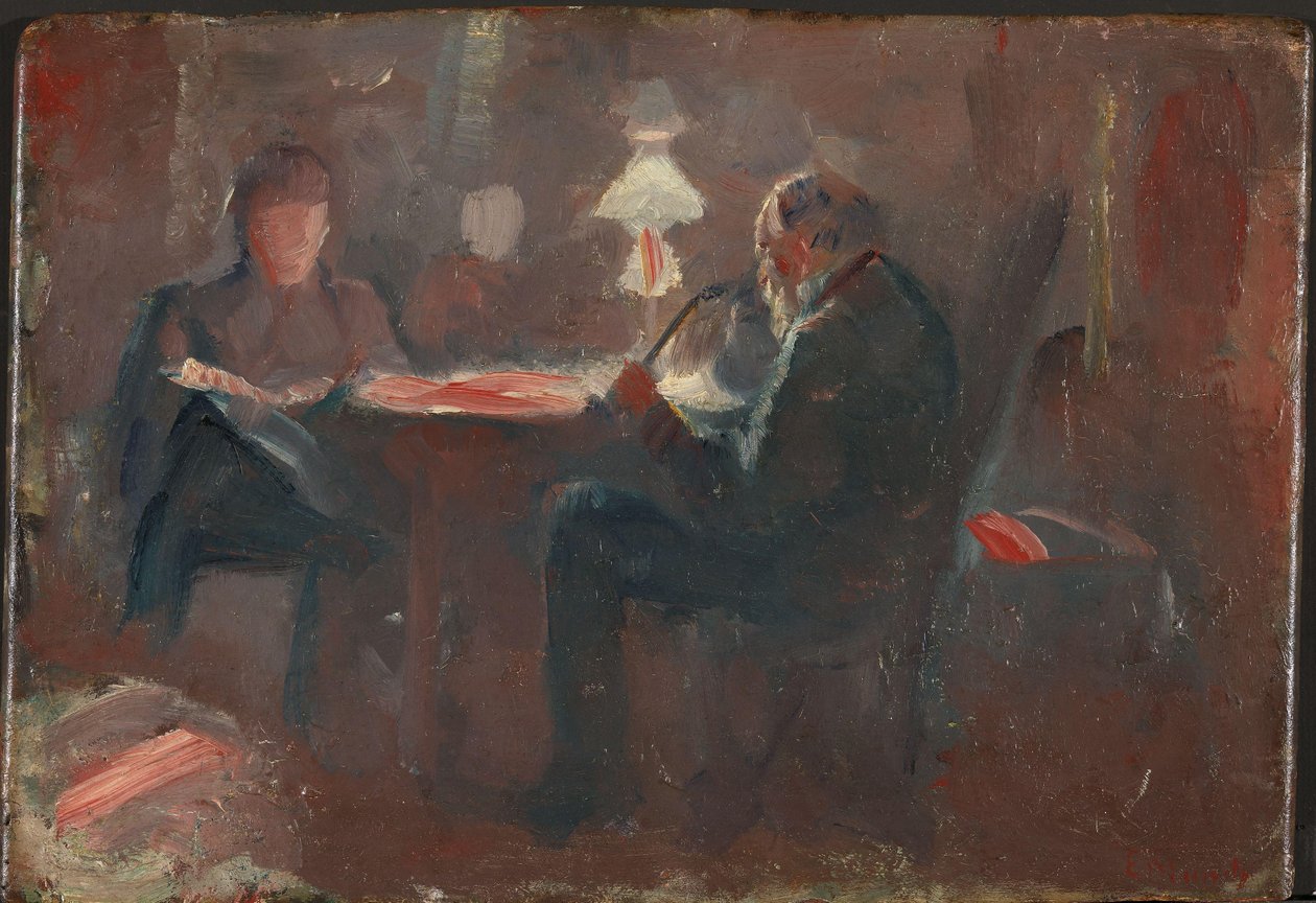 A paraffinlámpa körül alkotó: Edvard Munch