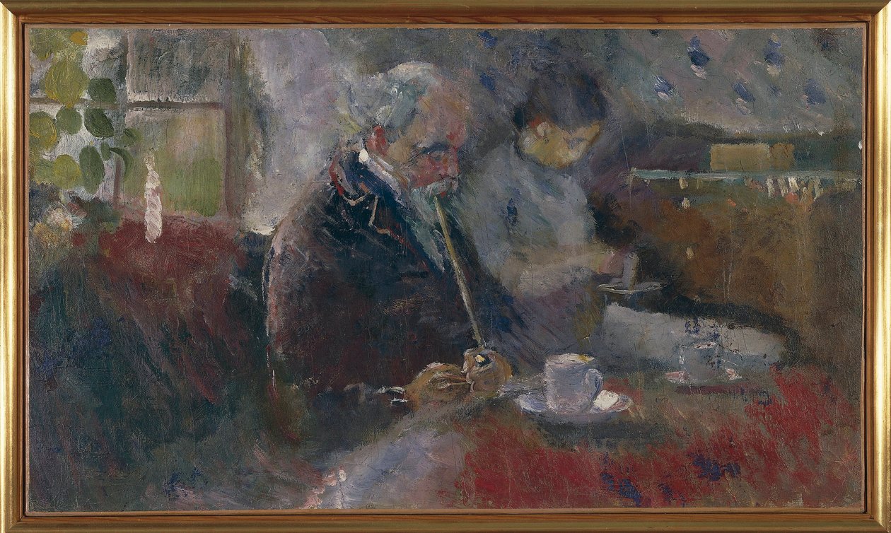 A dohányzóasztalnál alkotó: Edvard Munch