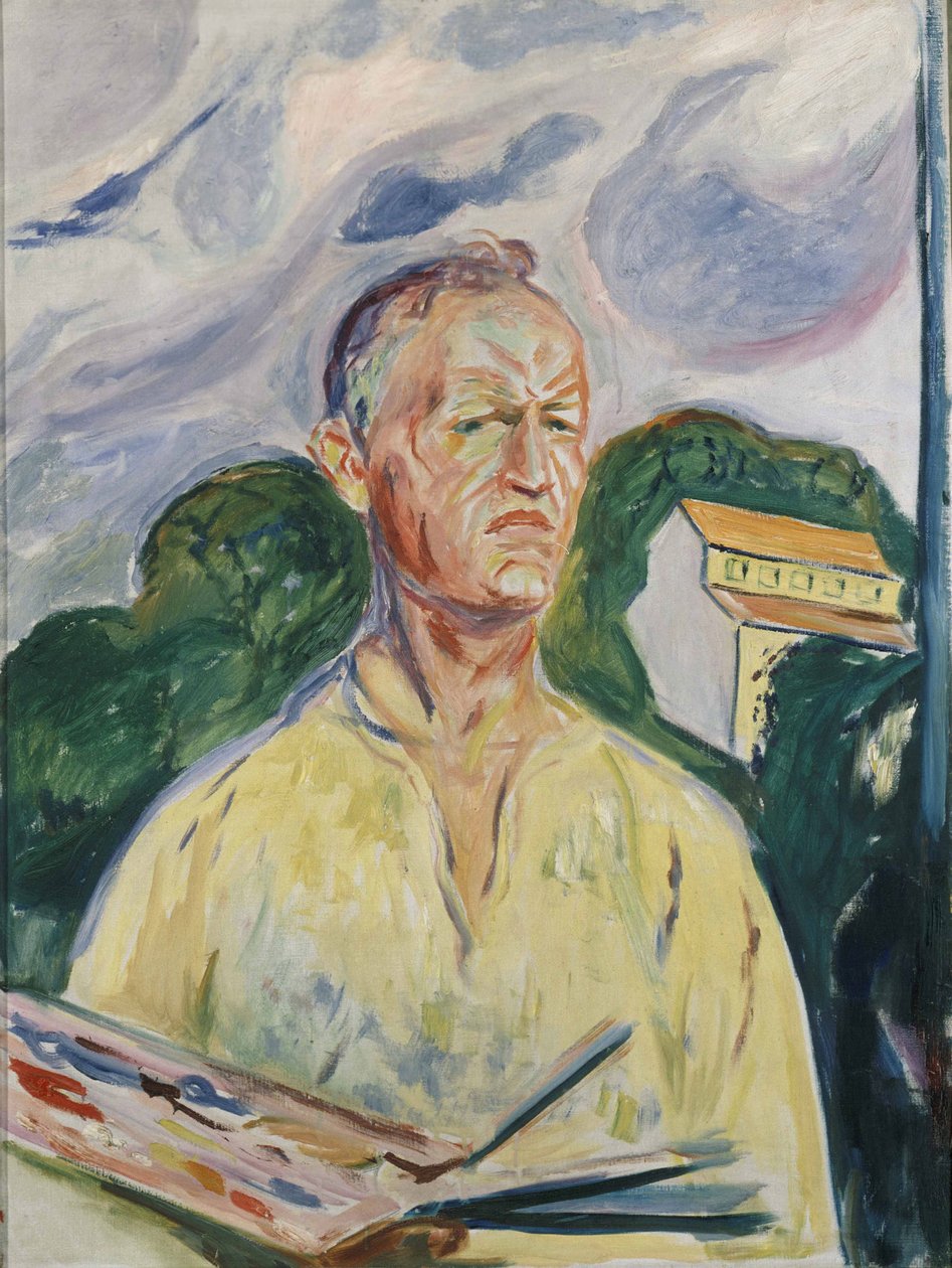 "Önarckép palettával" (Önarckép palettával) Edvard Munch (1863-1944) festménye 1926 Magángyűjtemény alkotó: Edvard Munch