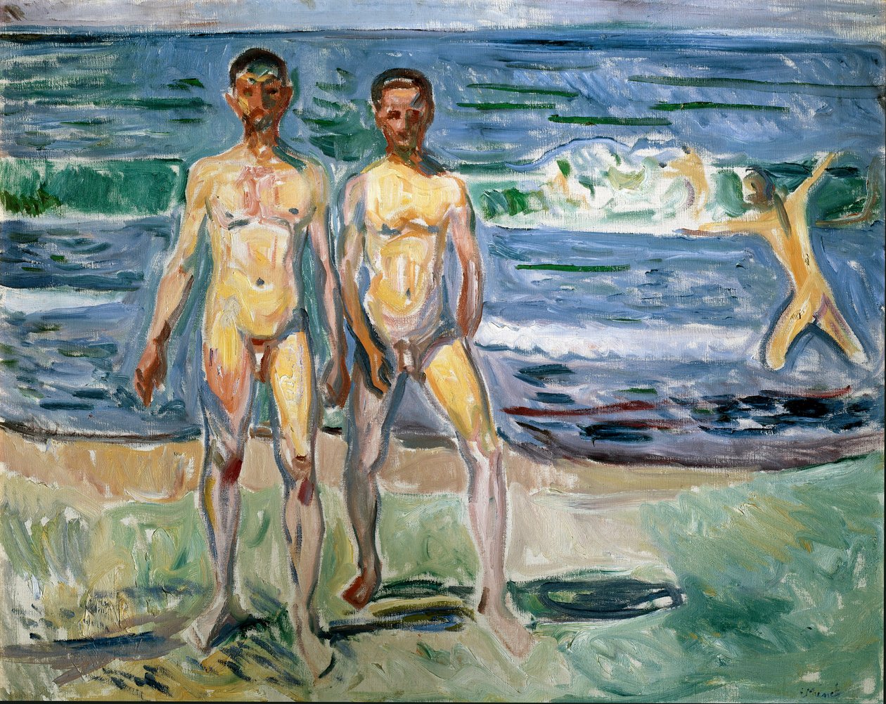Edvard Munch (1863-1944) fürdőzői festménye 1940-1942 V. 149,5x120 cm Bécs, Kunsthistorisches Museum, Nue Gallery in der Stallburg alkotó: Edvard Munch