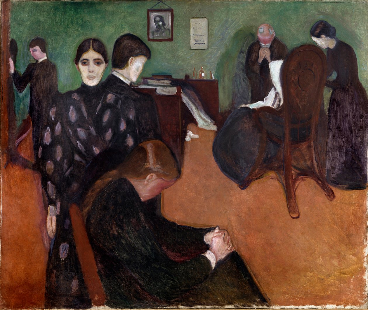 Edvard Munch (1863-1944) festménye: Halál a betegek kamrájában alkotó: Edvard Munch