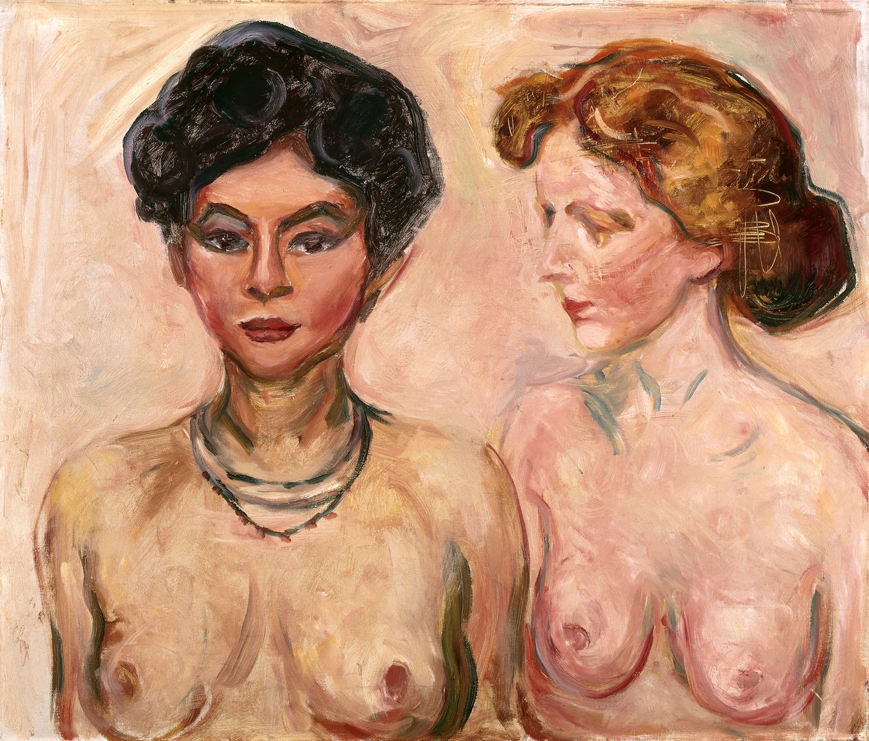 Dupla portré (szőke és fekete); Dupla portré (szőke és fekete) alkotó: Edvard Munch