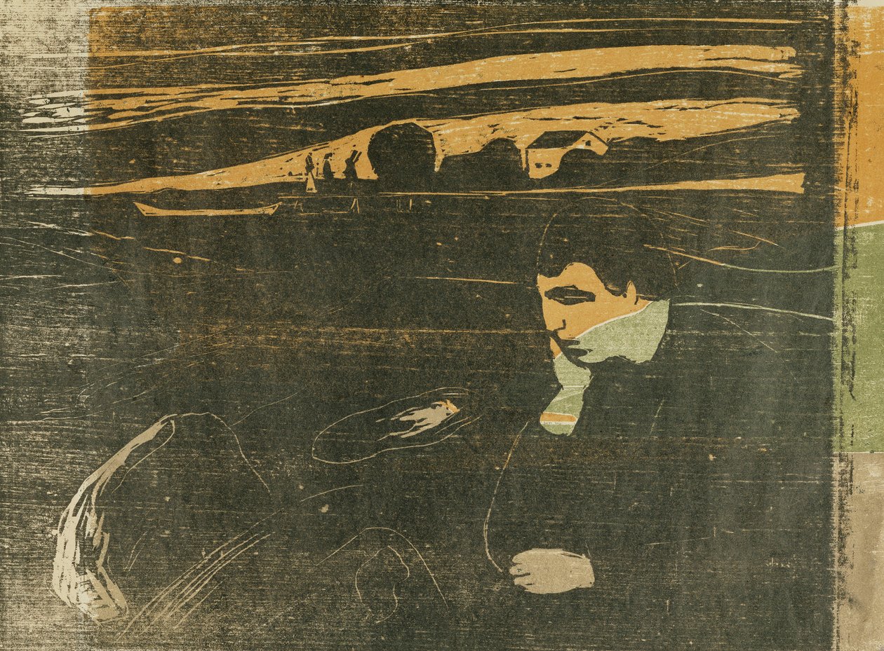 Este, Melankólia: A tengerparton; Abend Melancholie: Am Strand (SCH. 144 B II) alkotó: Edvard Munch