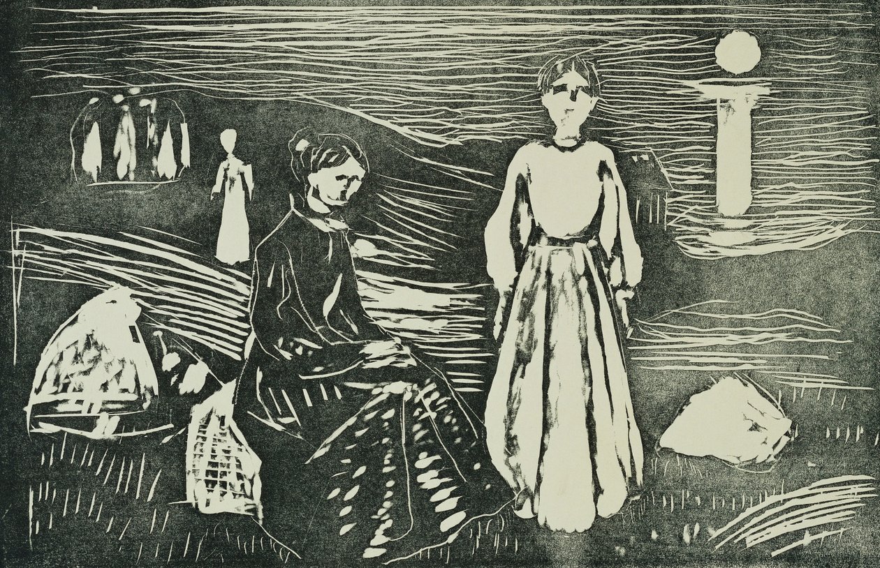 Nők a tengerparton nyári éjszakán (SSH. 339) alkotó: Edvard Munch