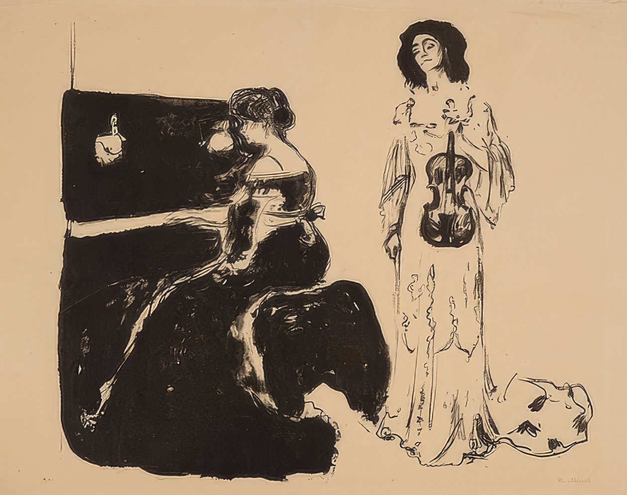Hegedűkoncert. Eva Mudocci (hegedű) és Bella Edvards. 1903 alkotó: Edvard Munch