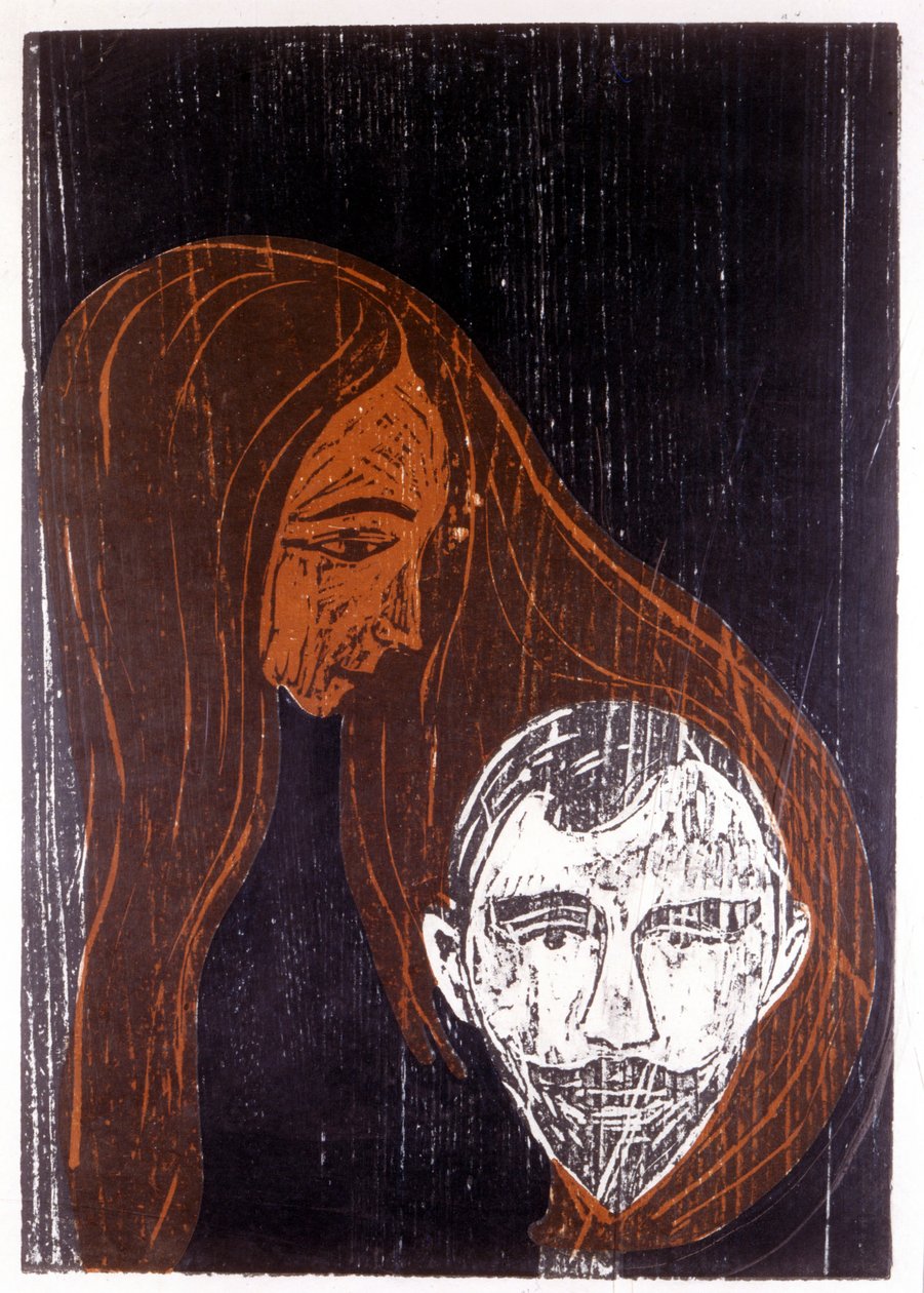 Férfi feje egy nő hajában alkotó: Edvard Munch