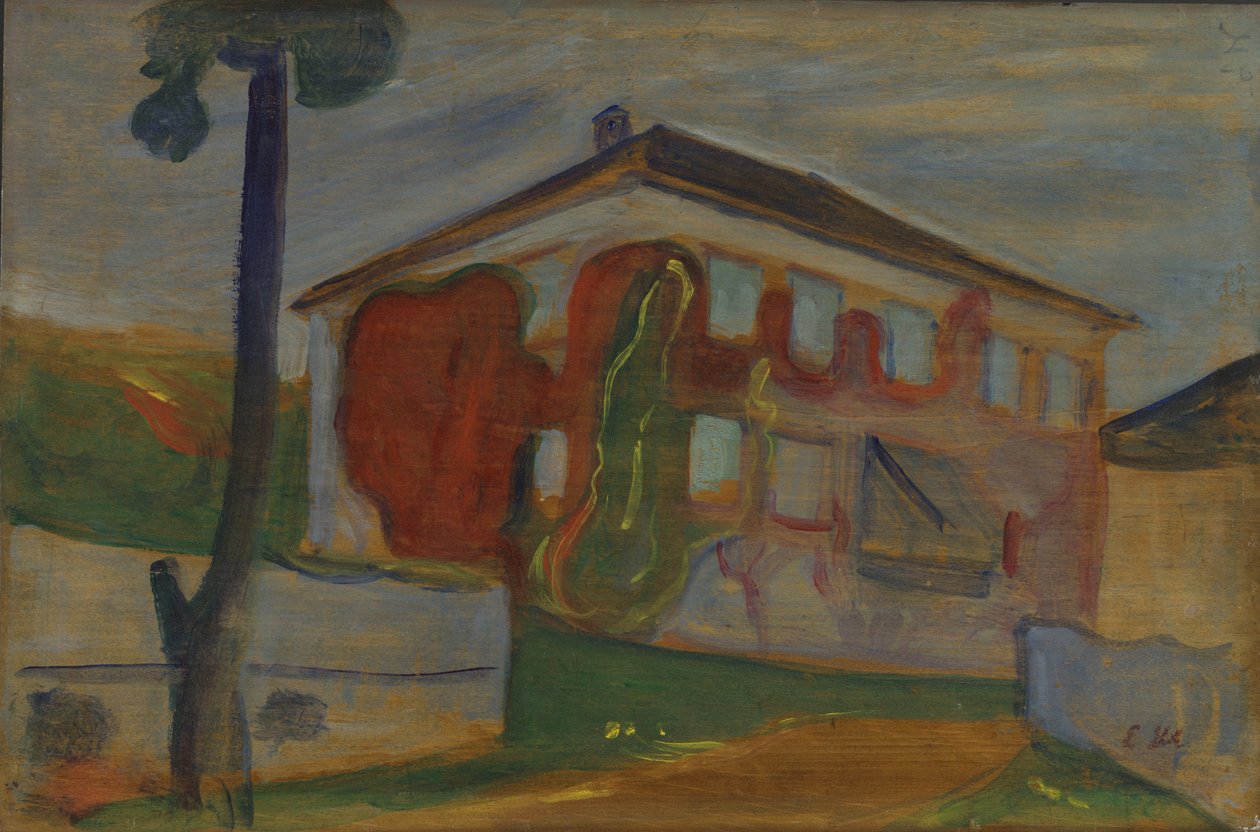 Ház Red Virginia Creeperrel, 1900 körül (olaj, fedélzeten) alkotó: Edvard Munch