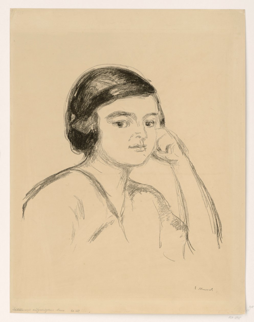Fiatal nő (fiatal nő kezével az arcán; lány megtámasztott karral) alkotó: Edvard Munch