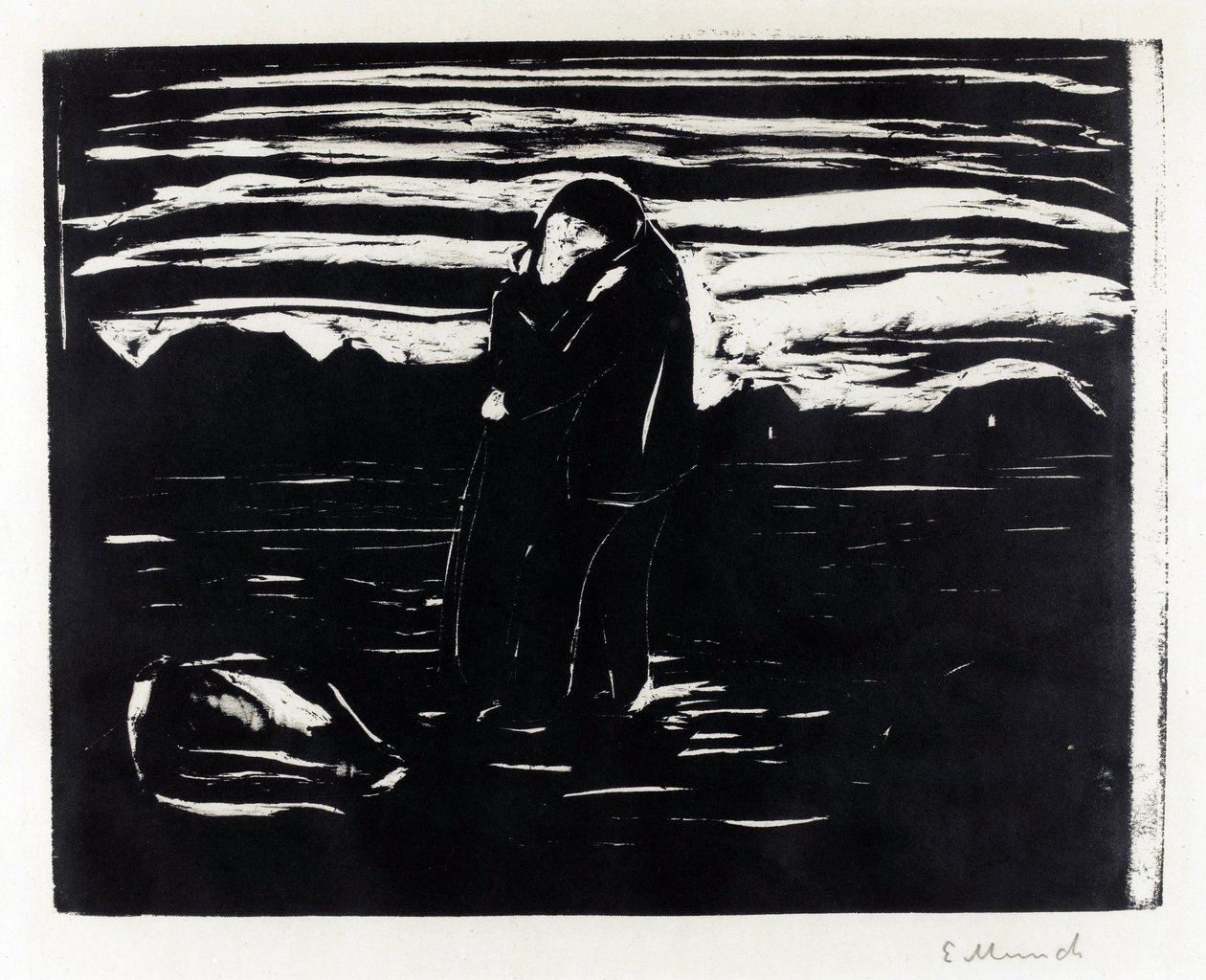 ""The Kiss in the Fields"" (Kiss in the Field) Edvard Munch (1863-1944) metszete alkotó: Edvard Munch