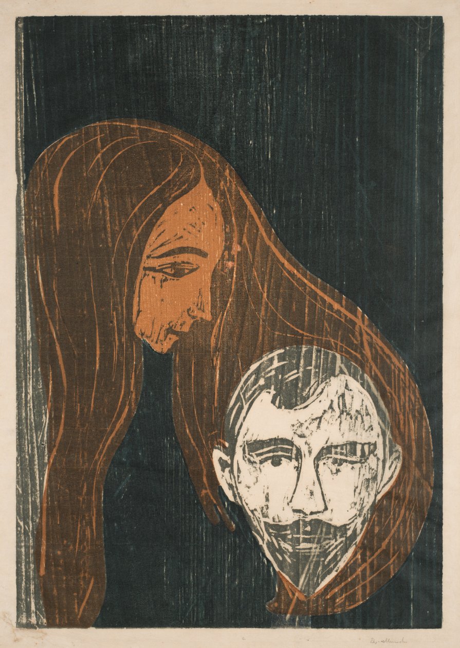 Egy férfi feje egy nő hajában alkotó: Edvard Munch