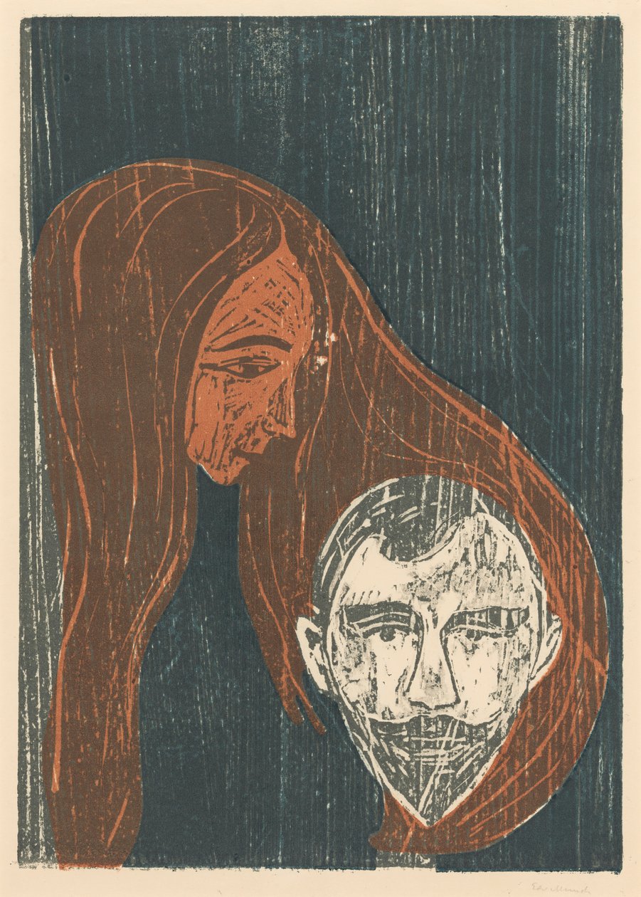 Férfifej egy nő hajában alkotó: Edvard Munch