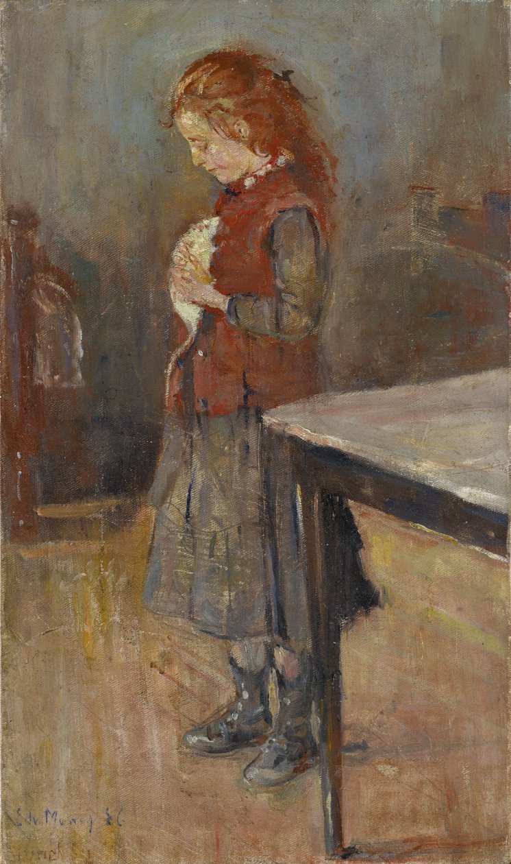 Vörös hajú lány fehér patkánnyal, 1886 alkotó: Edvard Munch