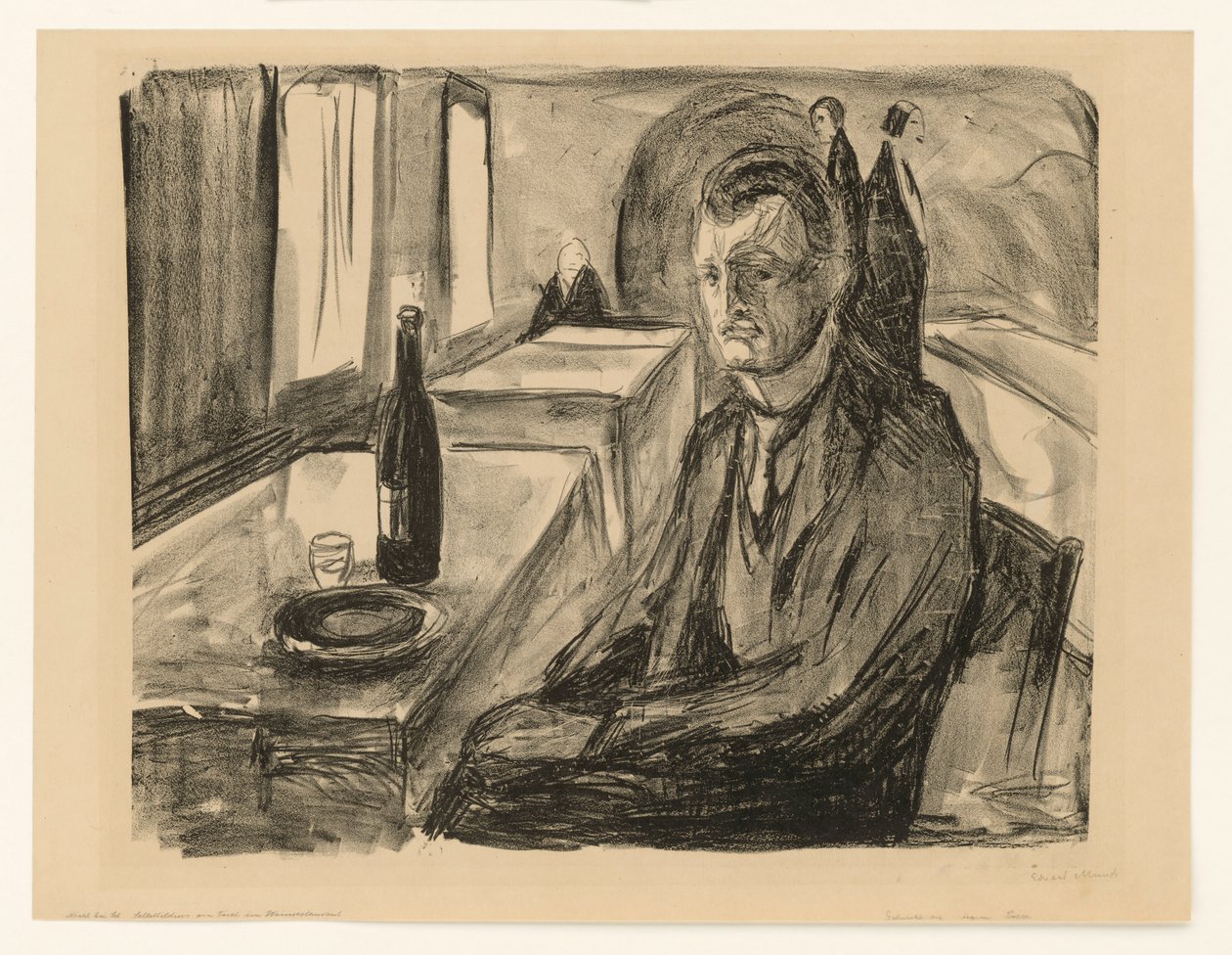 Önarckép borosüveggel alkotó: Edvard Munch