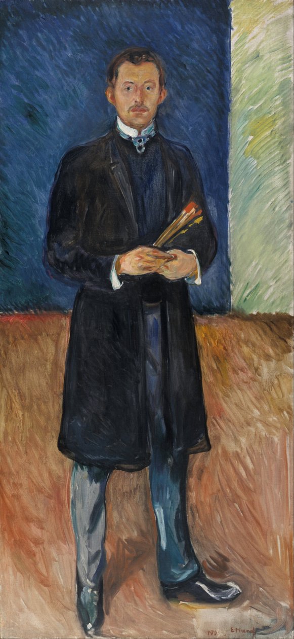 Önarckép ecsetekkel alkotó: Edvard Munch