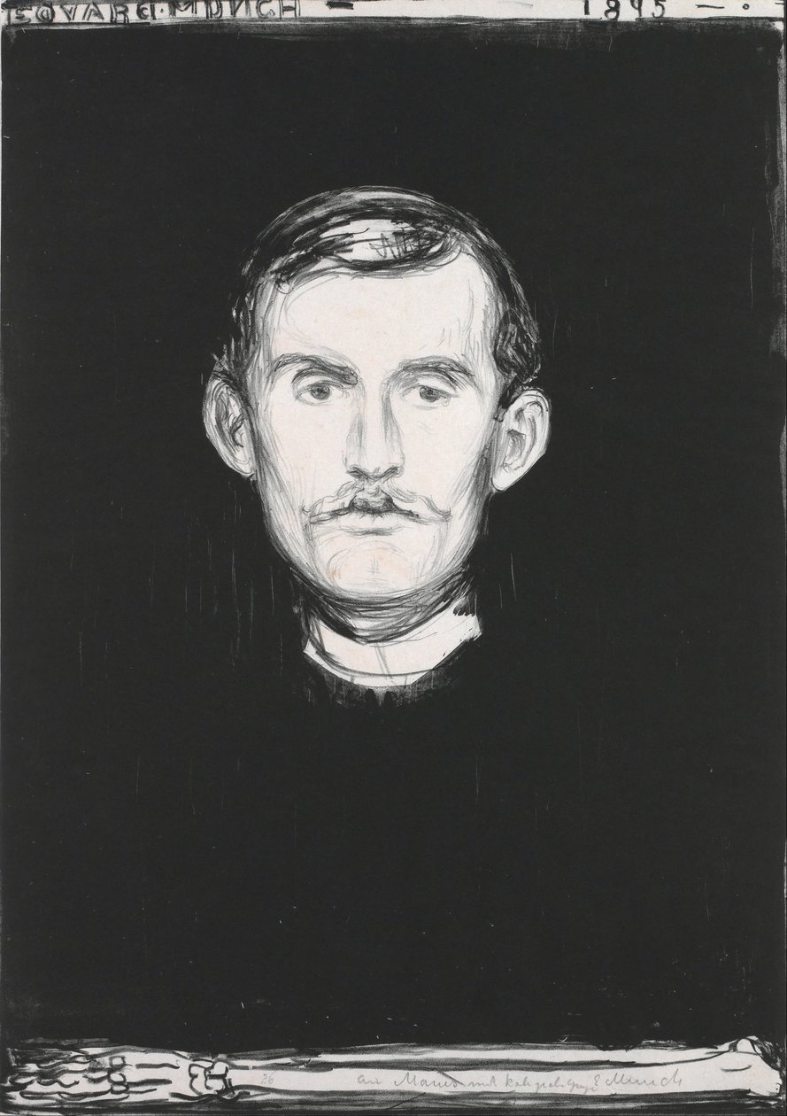 Önarckép csontváz karral alkotó: Edvard Munch