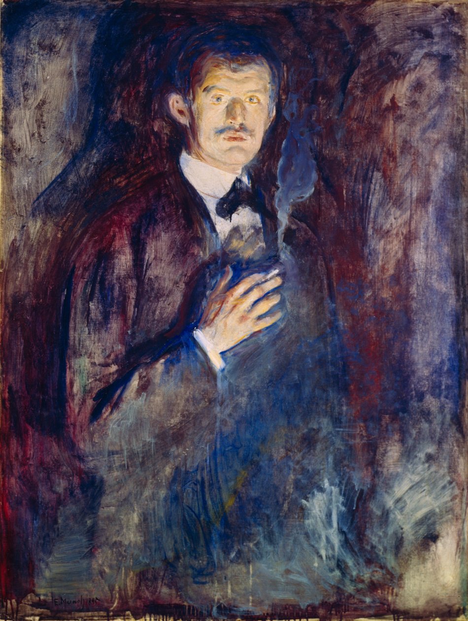 Önarckép cigarettával alkotó: Edvard Munch