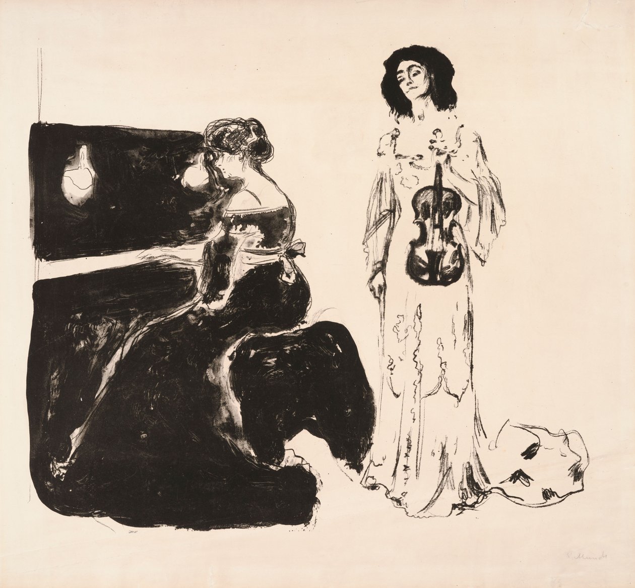 Hegedűkoncert (Eva Mudocci és Bella Edvards) alkotó: Edvard Munch