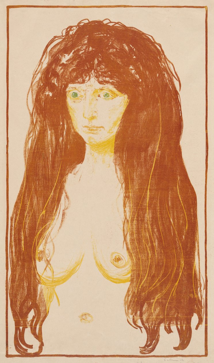 Vörös hajú, zöld szemű nő (A bűn) alkotó: Edvard Munch