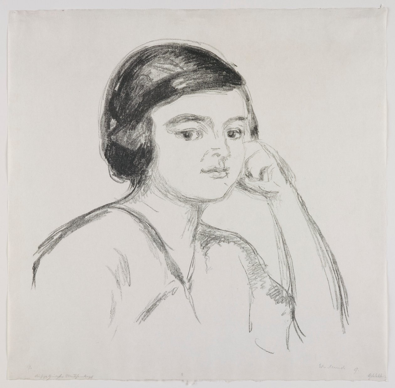 Fiatal nő, aki kezét az arcára támasztja alkotó: Edvard Munch