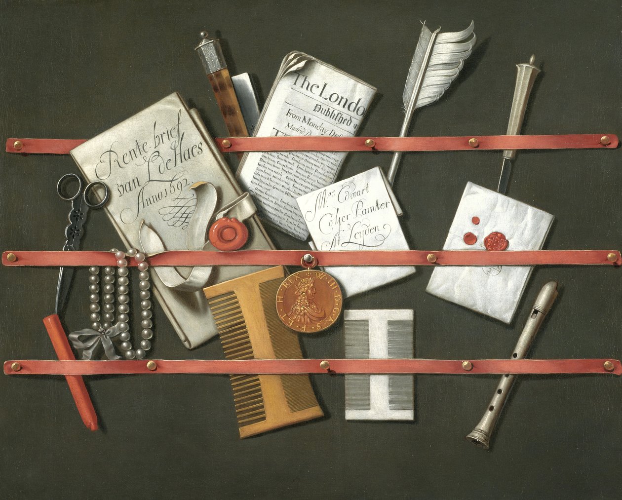 Csendélet, Levéltartó, 1692 alkotó: Edwaert Colyer or Collier