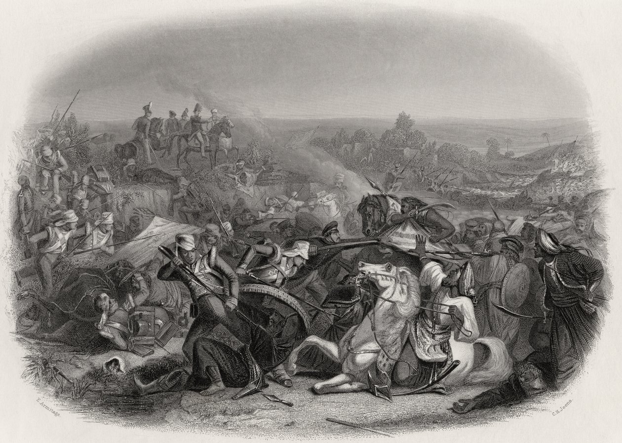 A Meeanee-i csata, 1843, metszet: C.H. Jeens (1827-79) alkotó: Edward A. Armitage