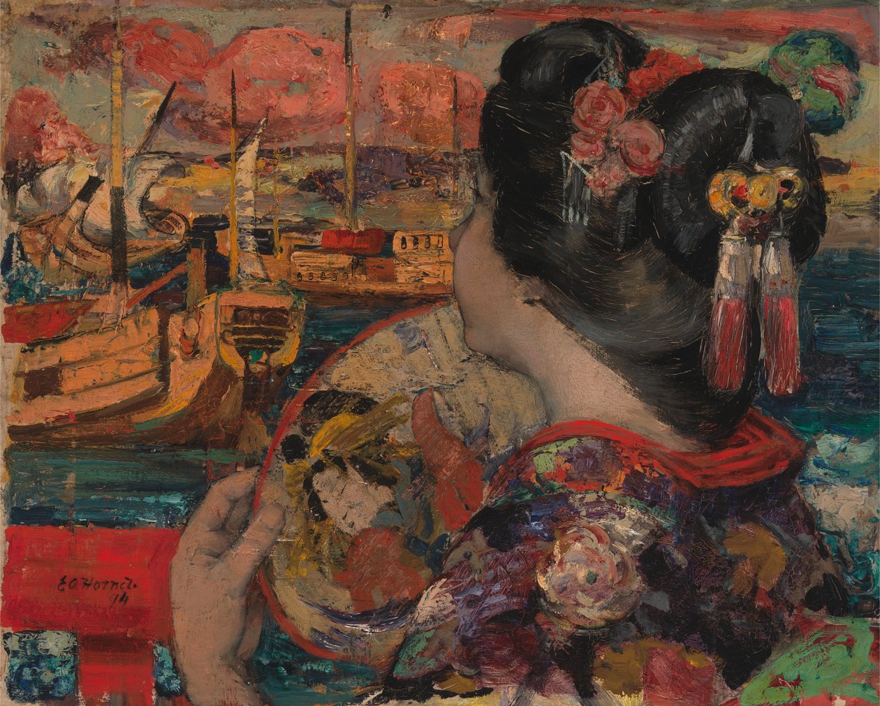 Az erkély, Yokohama alkotó: Edward Atkinson Hornel