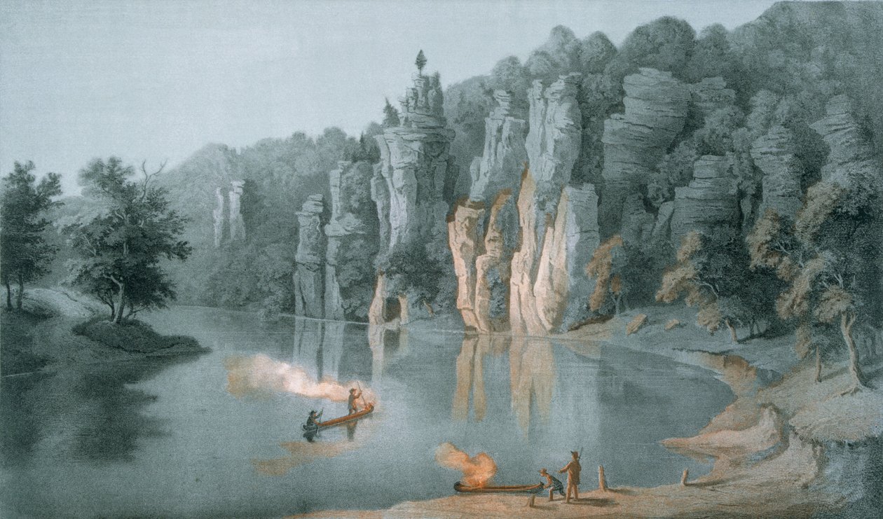Bullard szikla a New River-en, White Sulphur Springs közelében, Giles megyében, 1858 alkotó: Edward Beyer
