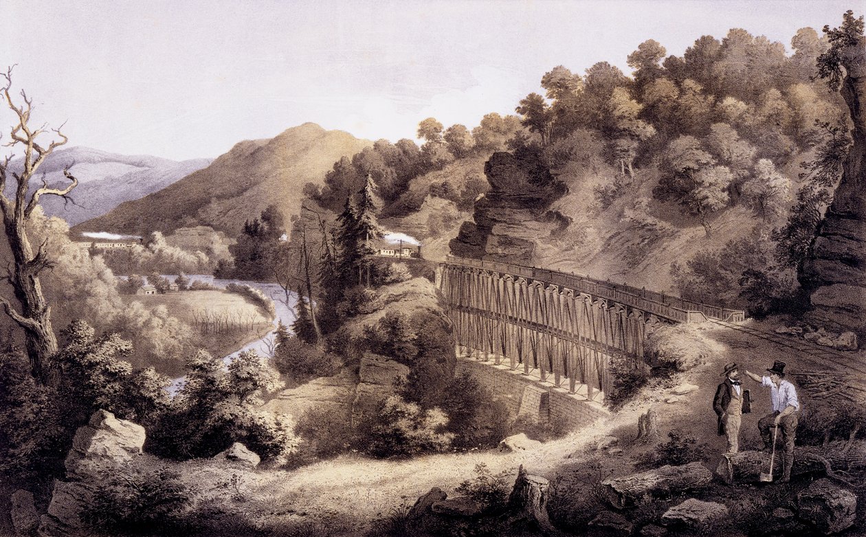 Viadukt a Cheat Riveren, a Virginia albumból, 1858 alkotó: Edward Beyer