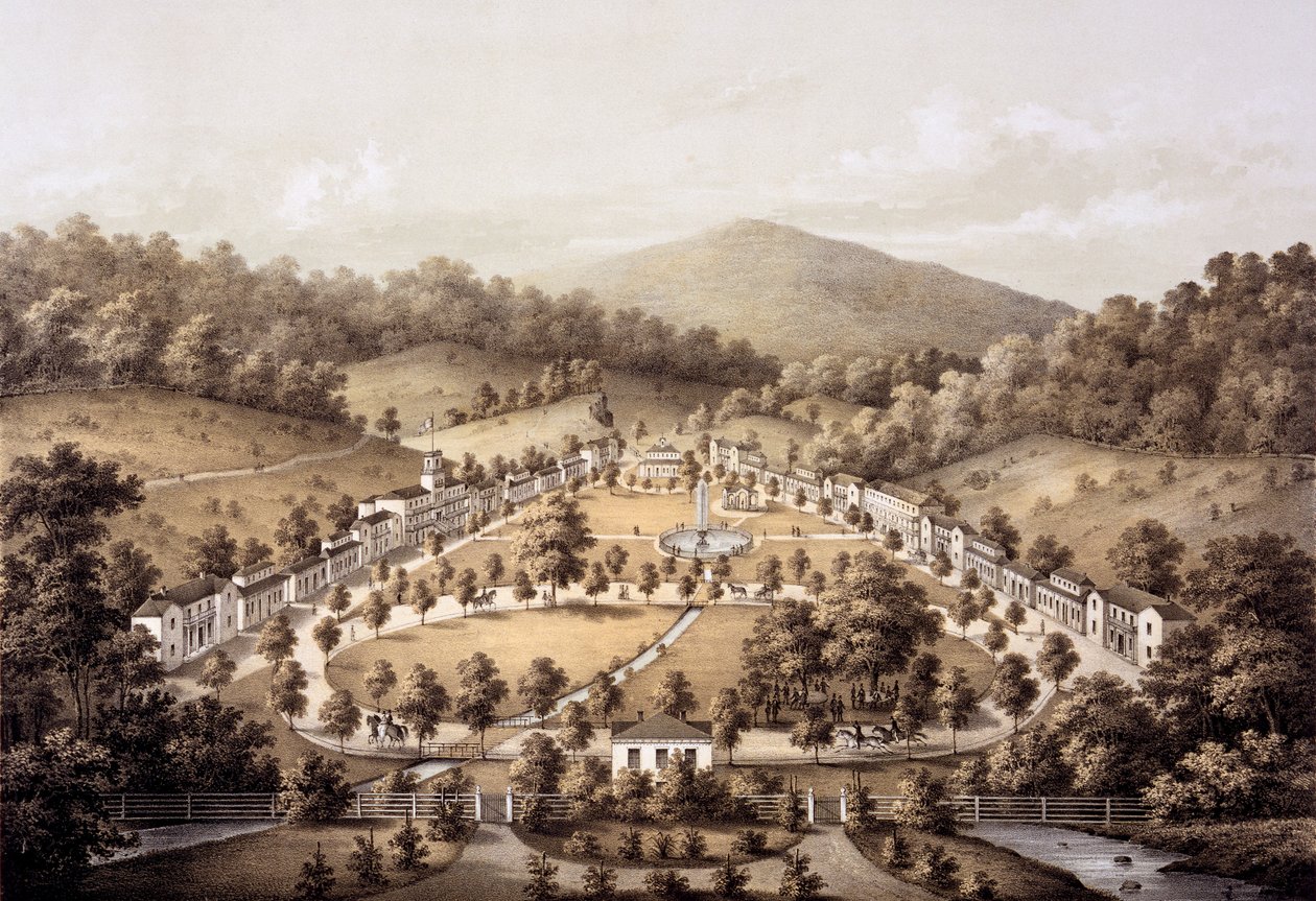 White Sulphur Springs, Montgomery megye, a Virginia albumból, 1858 alkotó: Edward Beyer