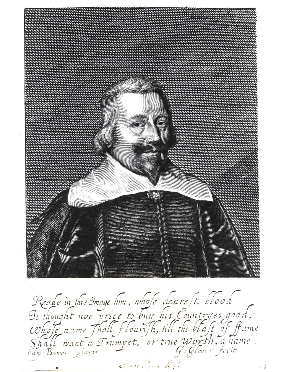 John Pym (kb. 1584-1643) portréja, amelyet George Glover (1618-kb. 53) vésett alkotó: Edward Bower