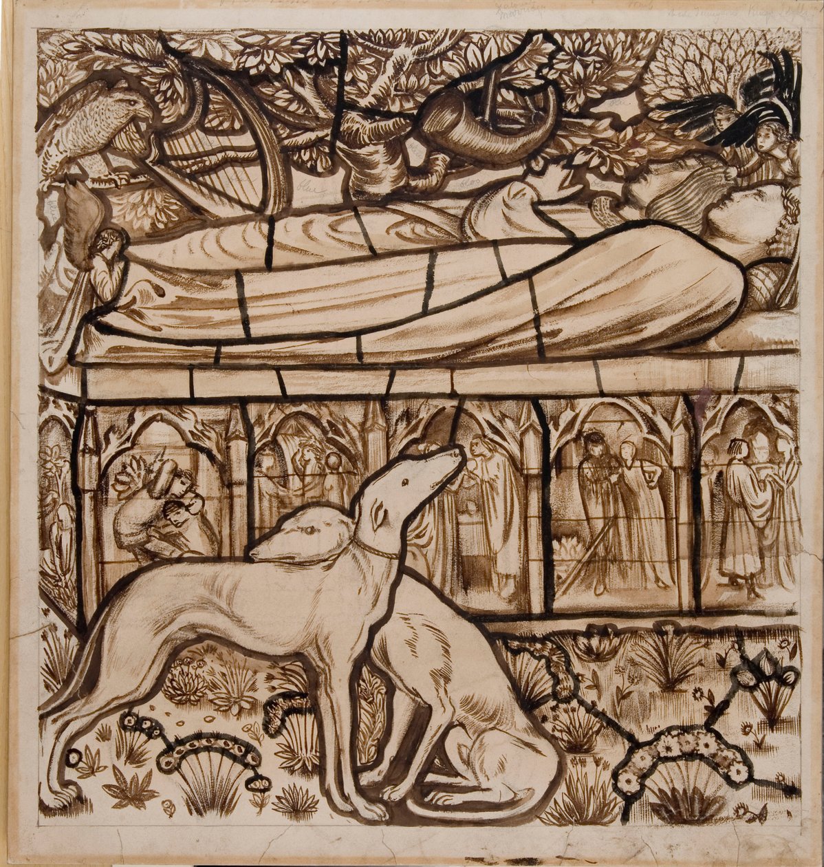Tristram és Iseult sírja alkotó: Edward Burne Jones