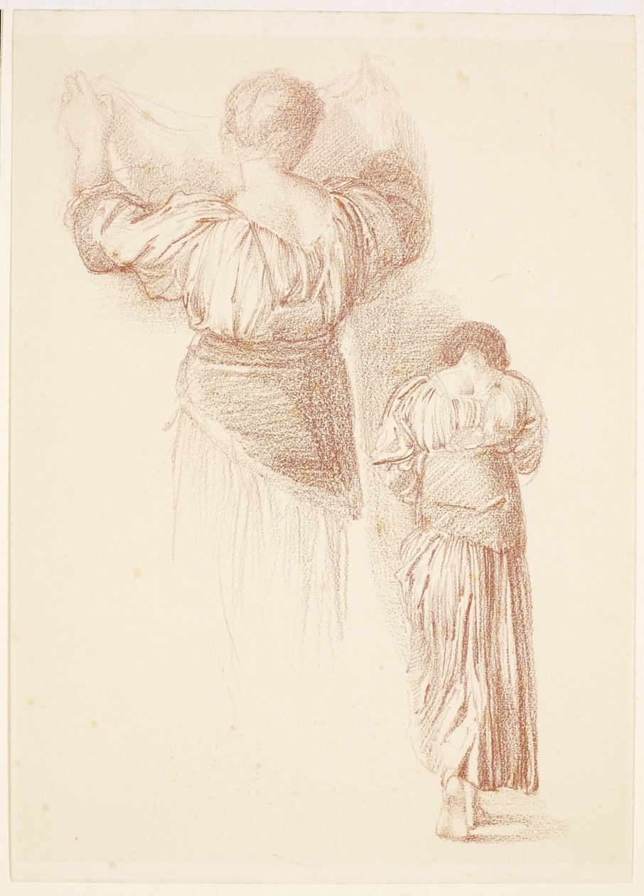 Nő - Drapériás tanulmányok, Női drapéria tanulmányok hátulról nézve alkotó: Edward Burne Jones