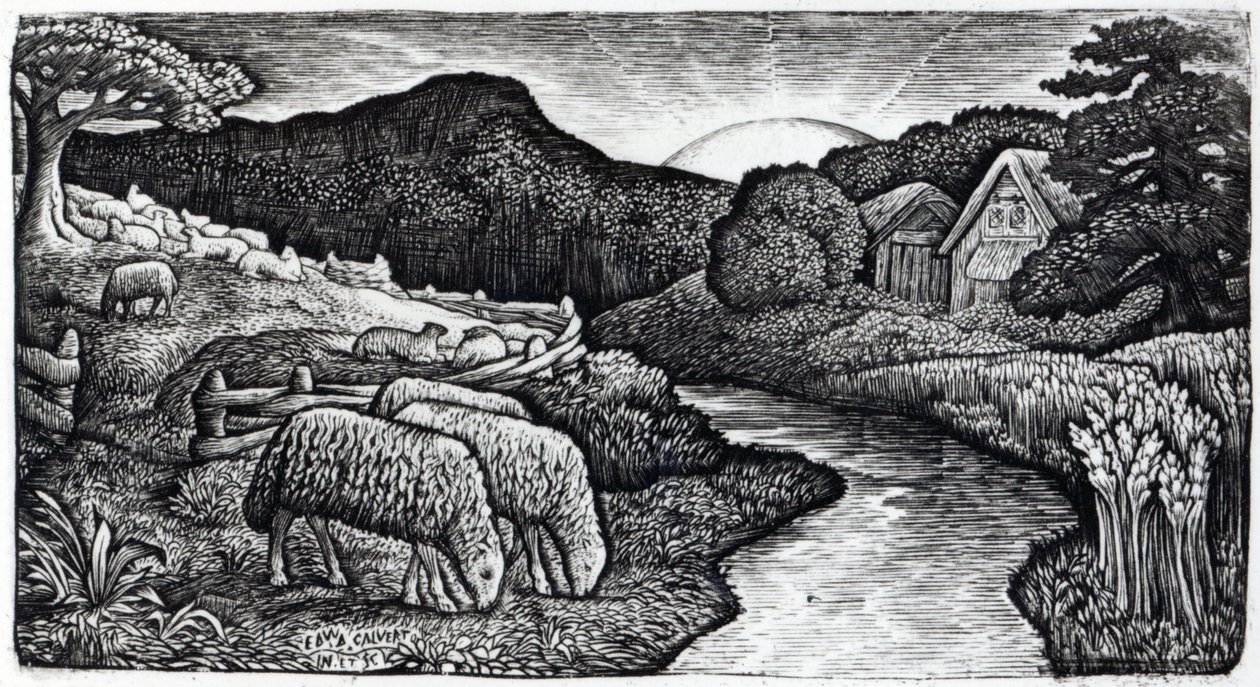 Legelőjének báránya, 1828 körül, Calvert fiának 1893-as „A Memoir” című albumához kiadott 350 nyomatból álló kiadásból alkotó: Edward Calvert
