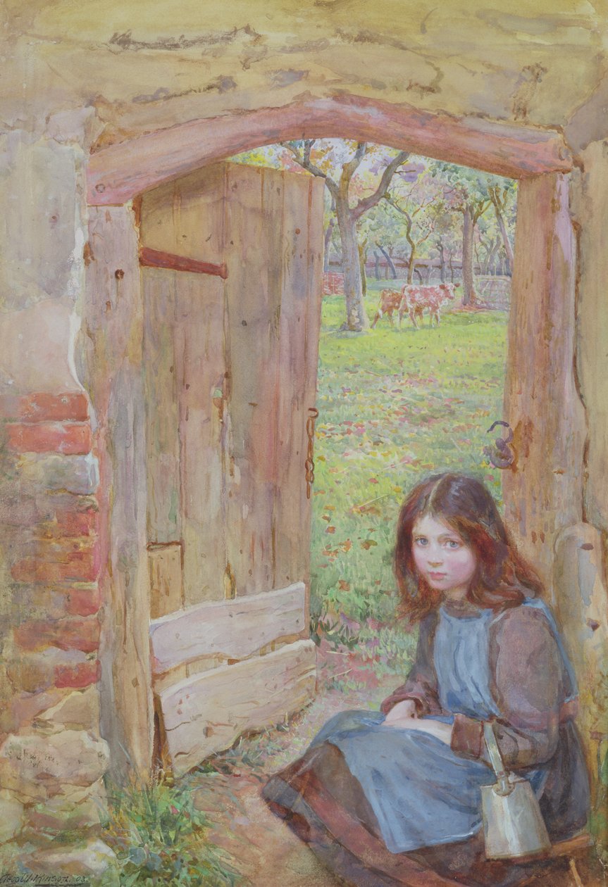 Az Orchard Gate-nél, 1903 (wc és testszín papíron) alkotó: Edward Clegg Wilkinson