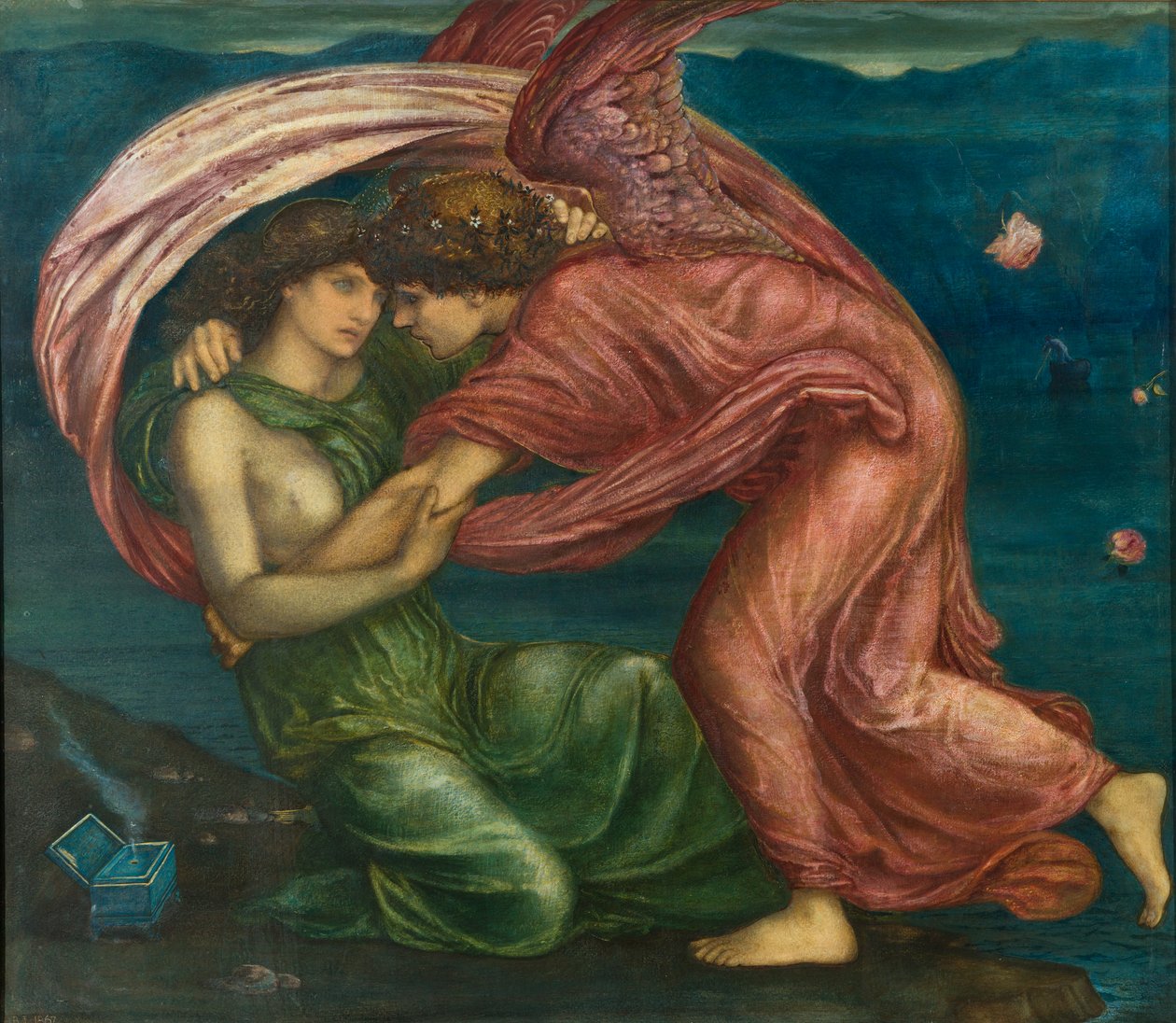 Cupido Delivering Psyche, 1867 (vegyes technika) alkotó: Edward Burne Jones