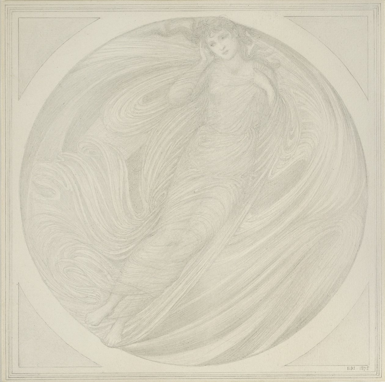 Lángok között lebegő Eurydice, 1872-75 (grafit papíron) alkotó: Edward Burne Jones
