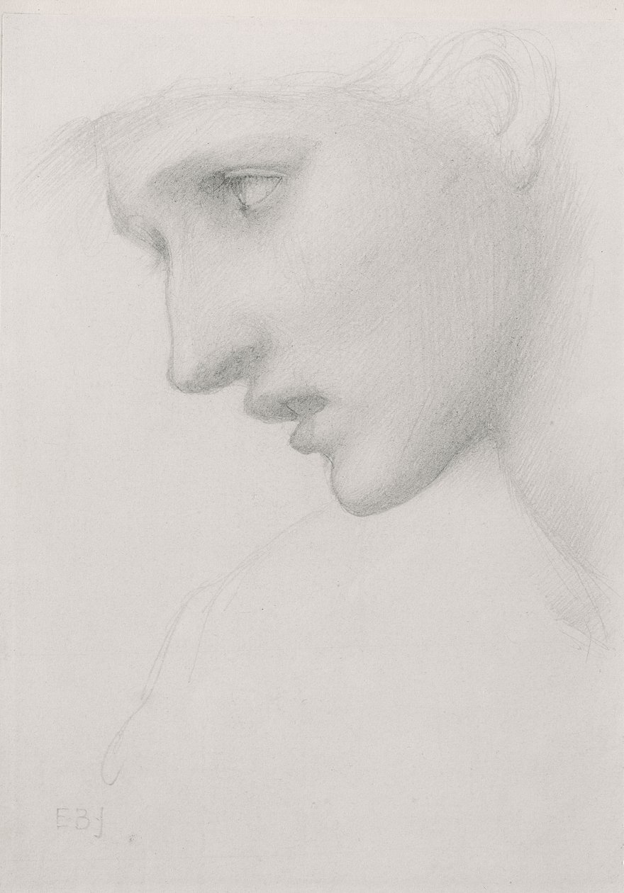Női fej profilban balra alkotó: Edward Burne Jones