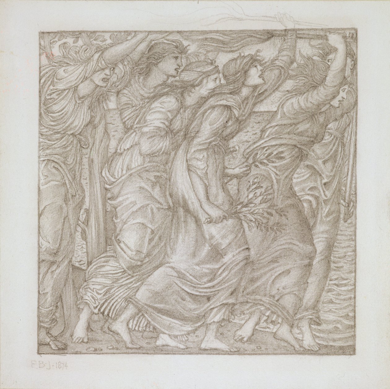 No.1183-5 A hajók égése, illusztráció Vergilius "Aeneiséhez", 1874 (ceruza) alkotó: Edward Burne Jones